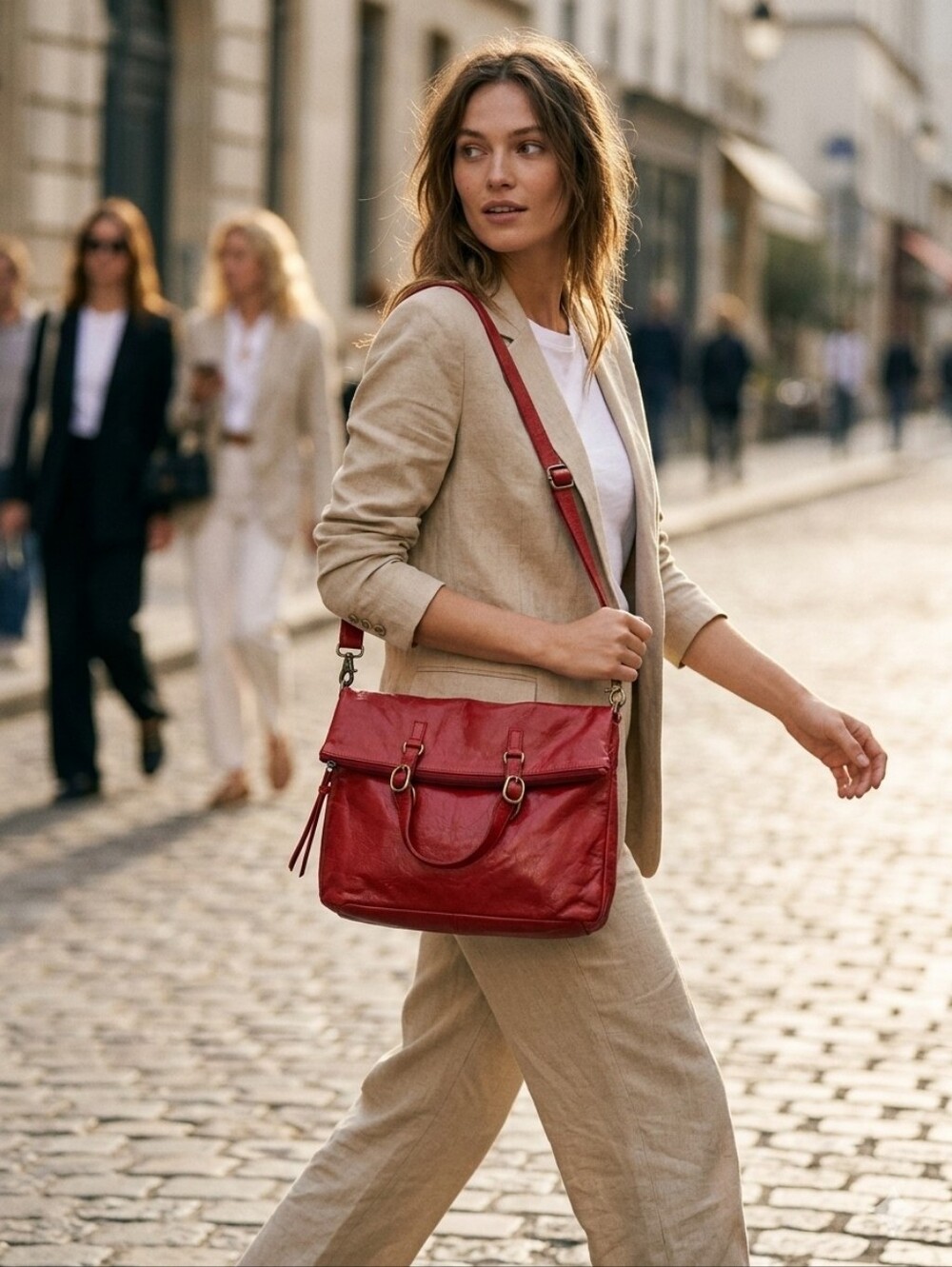 Vintage Helen Welsh Red Leather Hobo Tote Shoulder Bag